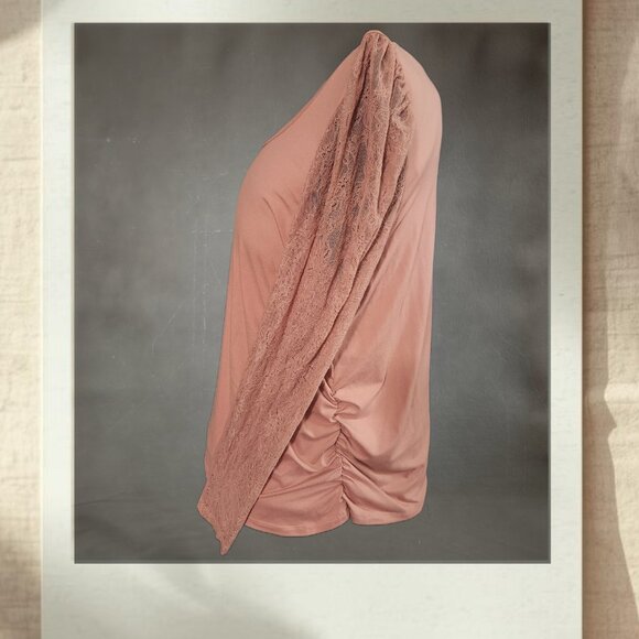 Jolie & Joy Dusty Rose Lace Sleeve Top | 3X - Picture 4 of 5